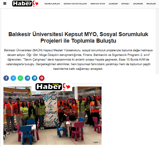 Balıkesir Üniversitesi Kepsut MYO, Sosyal Sorumluluk Projeleri ile Toplumla Buluştu