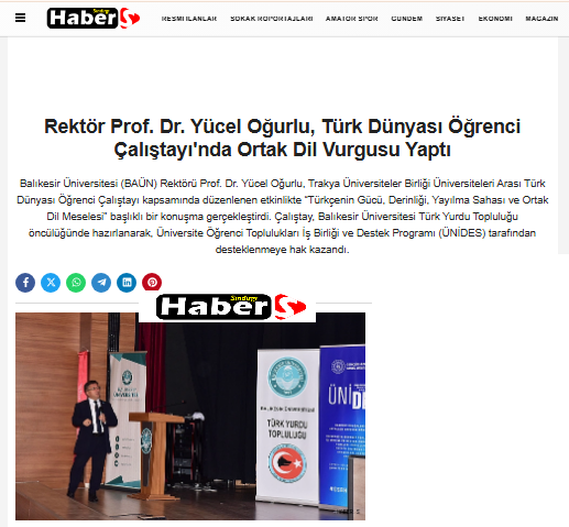 Rektör Prof. Dr. Yücel Oğurlu, Türk Dünyası Öğrenci Çalıştayı'nda Ortak Dil Vurgusu Yaptı