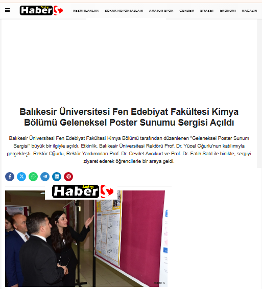 Balıkesir Üniversitesi Fen Edebiyat Fakültesi Kimya Bölümü Geleneksel Poster Sunumu Sergisi Açıldı