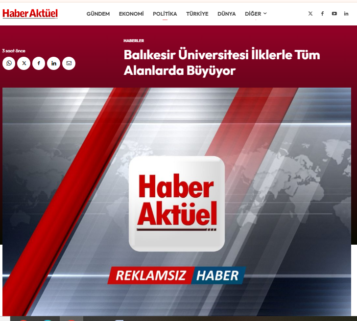 Balıkesir Üniversitesi İlklerle Tüm Alanlarda Büyüyor