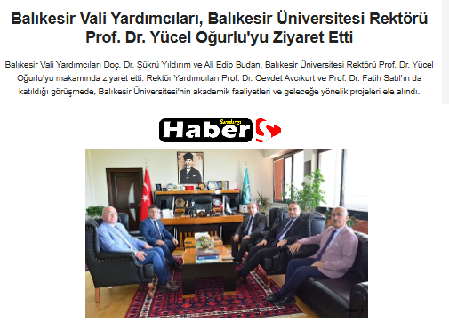 Balıkesir Vali Yardımcıları, Balıkesir Üniversitesi Rektörü Prof. Dr. Yücel Oğurlu'yu Ziyaret Etti.