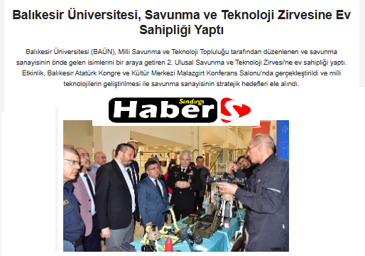 Balıkesir Üniversitesi, Savunma ve Teknoloji Zirvesine Ev Sahipliği Yaptı.