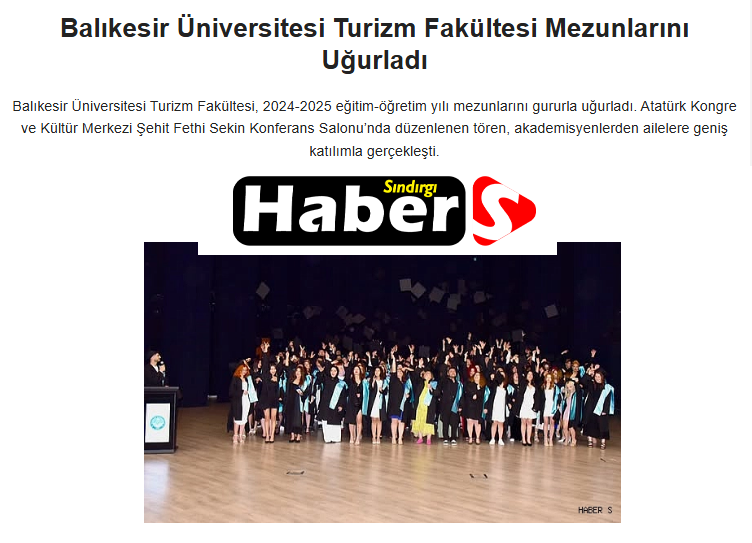 Balıkesir Üniversitesi Turizm Fakültesi Mezunlarını Uğurladı.