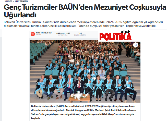 Genç Turizmciler BAÜN’den Mezuniyet Coşkusuyla Uğurlandı.