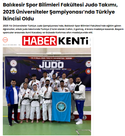 Balıkesir Spor Bilimleri Fakültesi Judo Takımı, 2025 Üniversiteler Şampiyonası’nda Türkiye İkincisi Oldu.