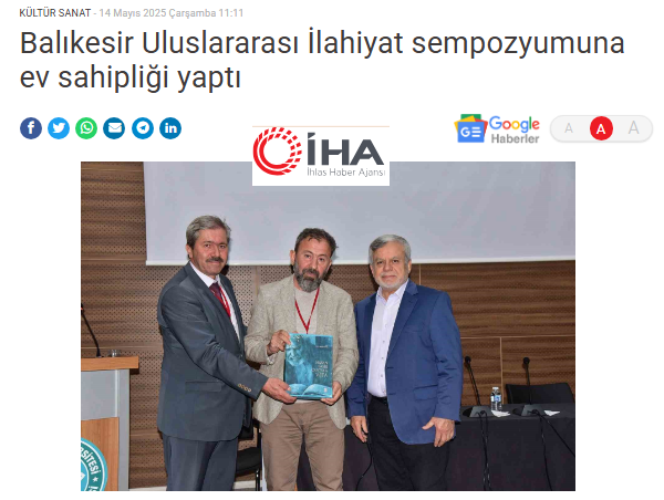 Balıkesir Uluslararası İlahiyat sempozyumuna ev sahipliği yaptı.