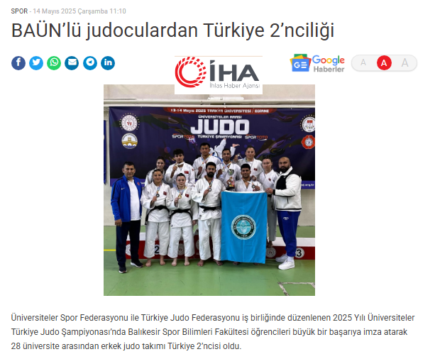 BAÜN’lü judoculardan Türkiye 2’nciliği.