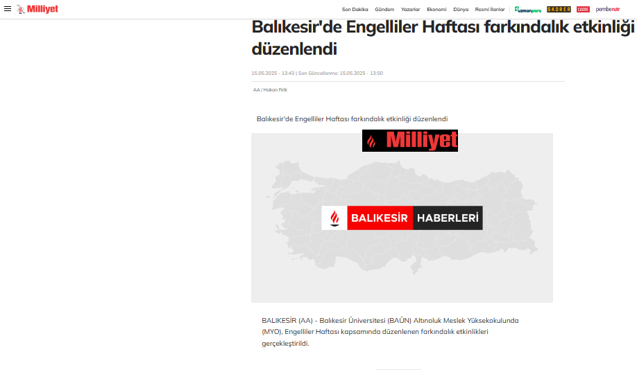 Balıkesir'de Engelliler Haftası farkındalık etkinliği düzenlendi