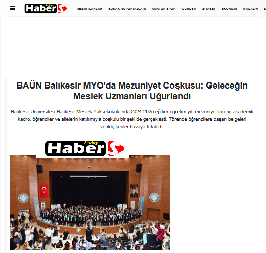 Eğitim Yayınlanma: 15 Mayıs 2025 - 06:05 BAÜN Balıkesir MYO'da Mezuniyet Coşkusu: Geleceğin Meslek Uzmanları Uğurlandı