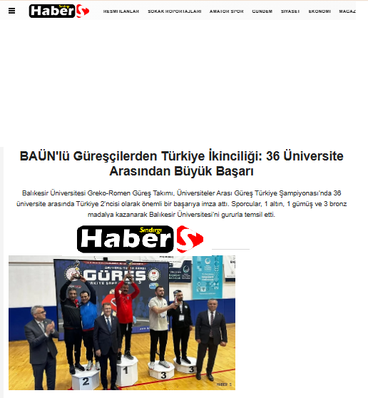 BAÜN'lü Güreşçilerden Türkiye İkinciliği: 36 Üniversite Arasından Büyük Başarı