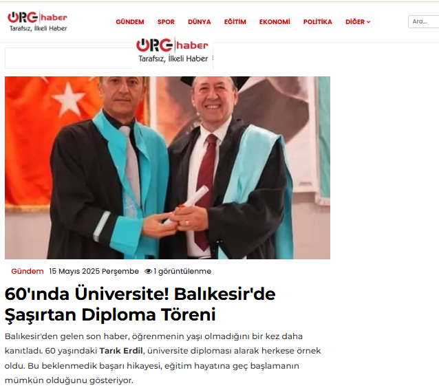 60'ında Üniversite! Balıkesir'de Şaşırtan Diploma Töreni