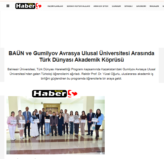 BAÜN ve Gumilyov Avrasya Ulusal Üniversitesi Arasında Türk Dünyası Akademik Köprüsü