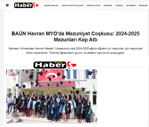 BAÜN Havran MYO'da Mezuniyet Coşkusu: 2024-2025 Mezunları Kep Attı