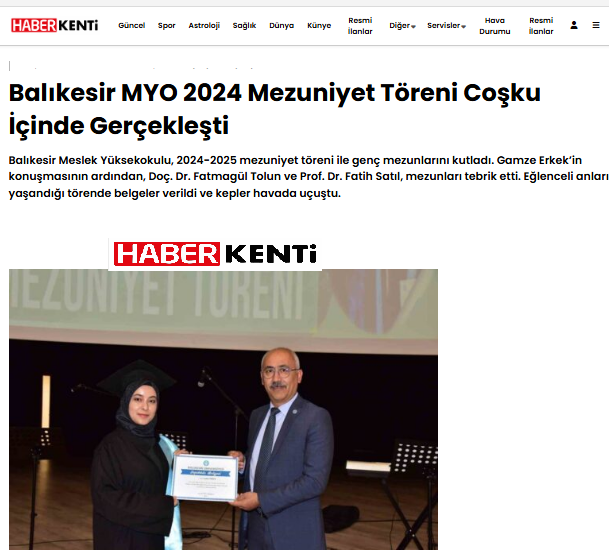 Balıkesir MYO 2024 Mezuniyet Töreni Coşku İçinde Gerçekleşti