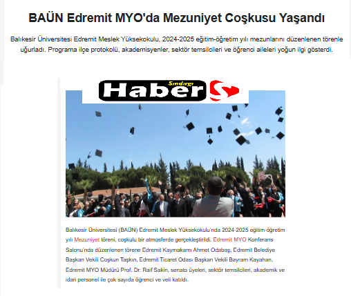 BAÜN Edremit MYO'da Mezuniyet Coşkusu Yaşandı.
