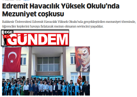 Edremit Havacılık Yüksek Okulu’nda Mezuniyet coşkusu.