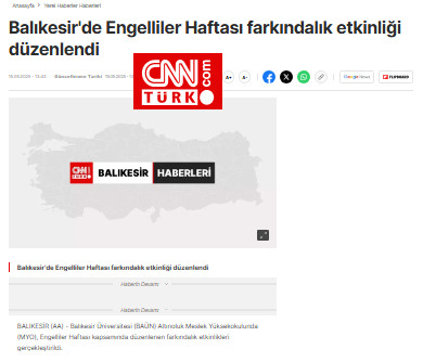 Balıkesir'de Engelliler Haftası farkındalık etkinliği düzenlendi.