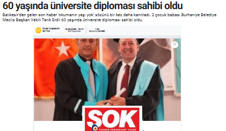60 yaşında üniversite diplomasi sahibi oldu