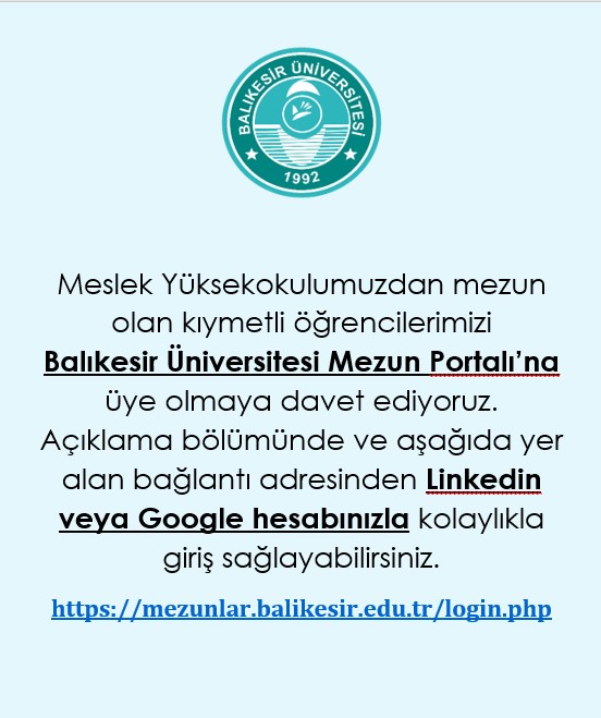 Balıkesir Üniversitesi Mezun Portalı 1