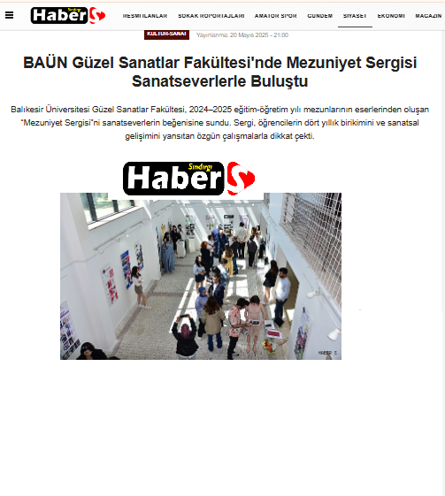 BAÜN Güzel Sanatlar Fakültesi'nde Mezuniyet Sergisi Sanatseverlerle Buluştu
