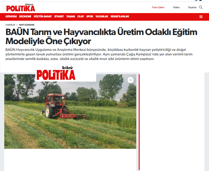 BAÜN Tarım ve Hayvancılıkta Üretim Odaklı Eğitim Modeliyle Öne Çıkıyor