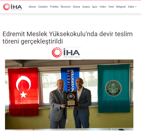 Edremit Meslek Yüksekokulu’nda devir teslim töreni gerçekleştirildi