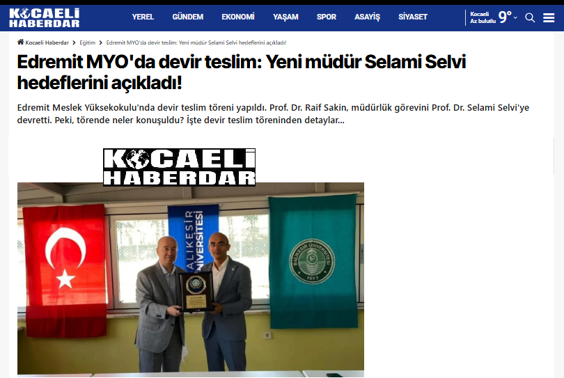 Edremit MYO'da devir teslim: Yeni müdür Selami Selvi hedeflerini açıkladı!