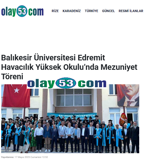 Balıkesir Üniversitesi Edremit Havacılık Yüksek Okulu’nda Mezuniyet Töreni