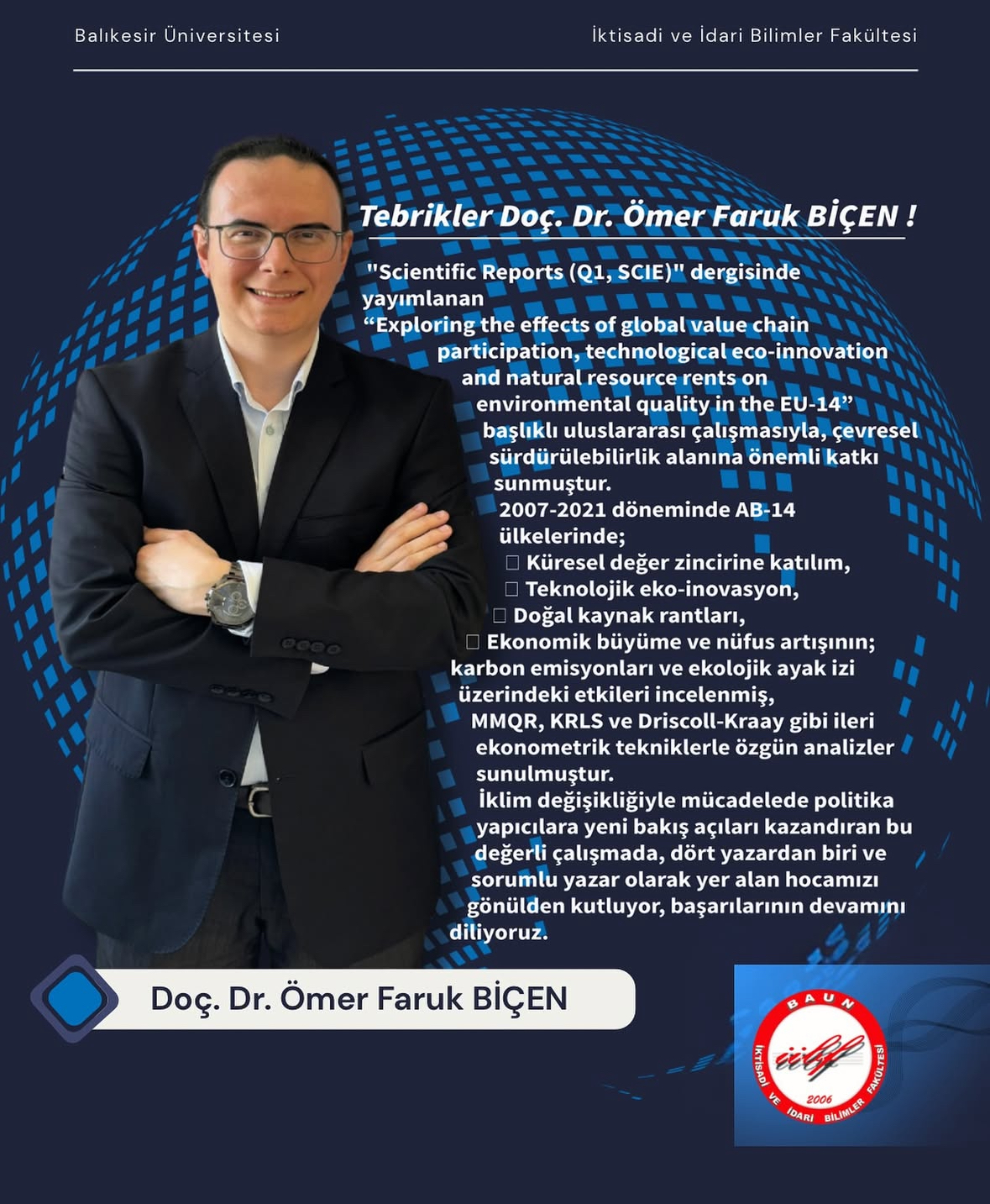 Tebrikler Doç. Dr. Ömer Faruk BİÇEN