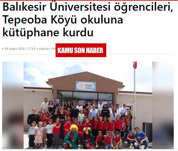 Balıkesir Üniversitesi Öğrencileri, Tepeoba köyü okuluna kütüphane kurdu.