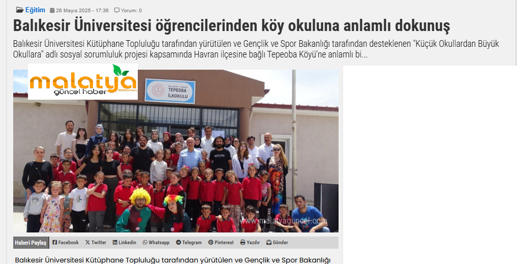 Balıkesir Üniversitesi öğrencilerinden köy okuluna anlamlı dokunuş.