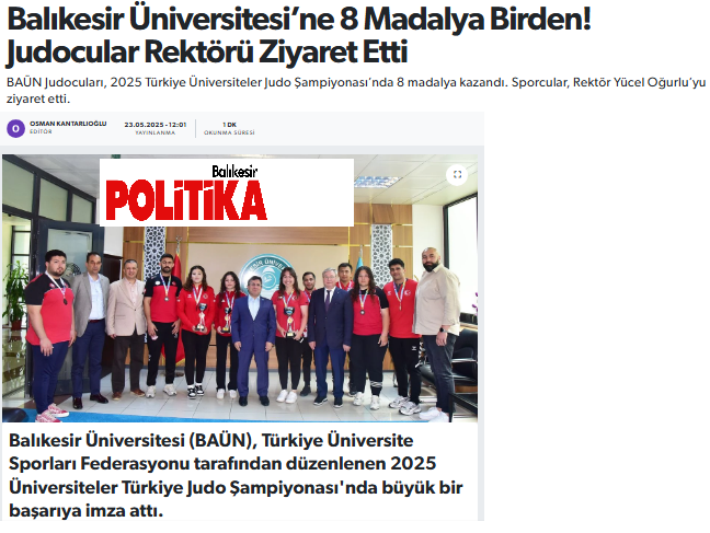 Balıkesir Üniversitesi’ne 8 Madalya Birden! Judocular Rektörü Ziyaret Etti.