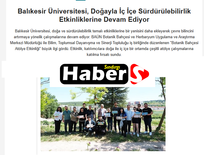 Balıkesir Üniversitesi, Doğayla İç İçe Sürdürülebilirlik Etkinliklerine Devam Ediyor.