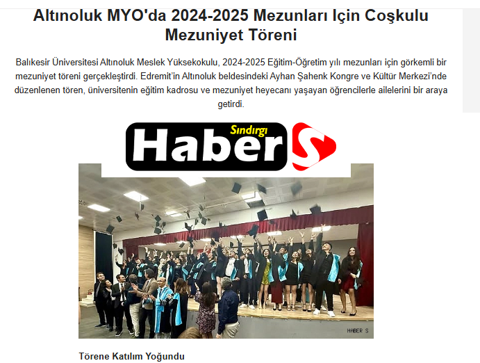 Altınoluk MYO'da 2024-2025 Mezunları İçin Coşkulu Mezuniyet Töreni.