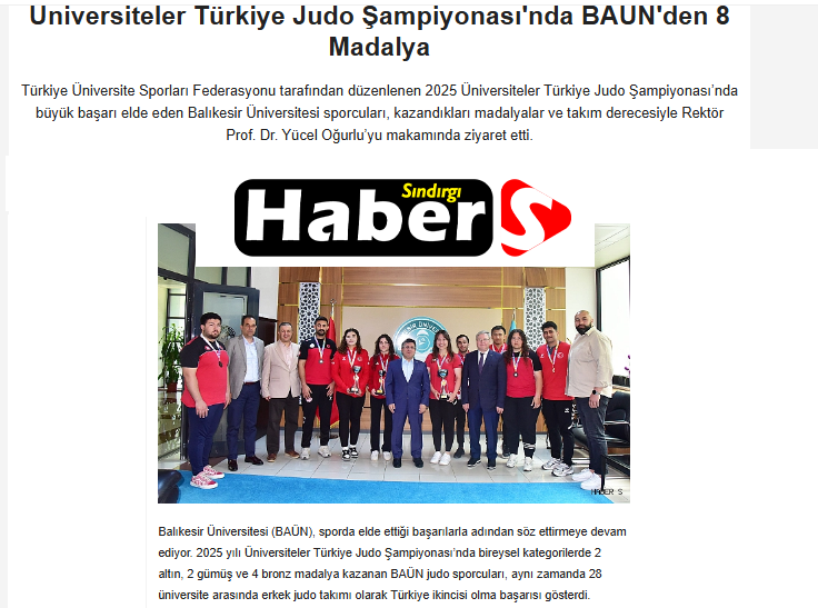 Üniversiteler Türkiye Judo Şampiyonası'nda BAÜN'den 8 Madalya.