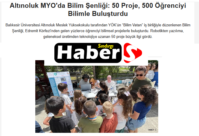 Altınoluk MYO'da Bilim Şenliği: 50 Proje, 500 Öğrenciyi Bilimle Buluşturdu.
