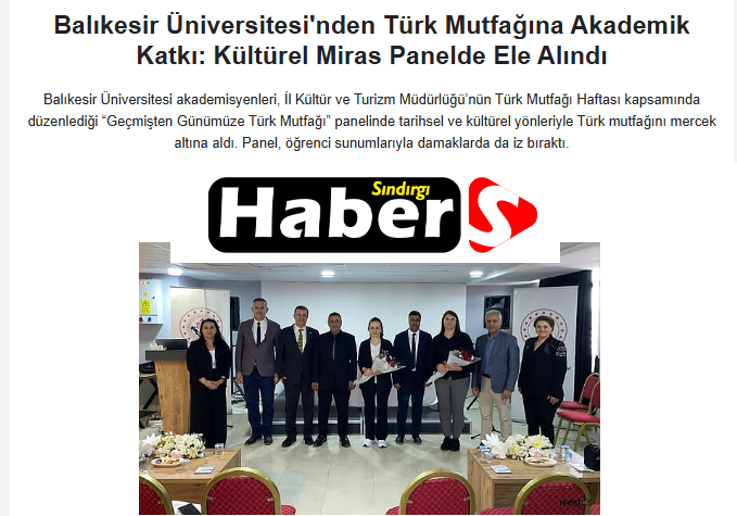 Balıkesir Üniversitesi'nden Türk Mutfağına Akademik Katkı: Kültürel Miras Panelde Ele Alındı.