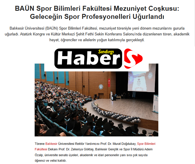 BAÜN Spor Bilimleri Fakültesi Mezuniyet Coşkusu: Geleceğin Spor Profesyonelleri Uğurlandı.