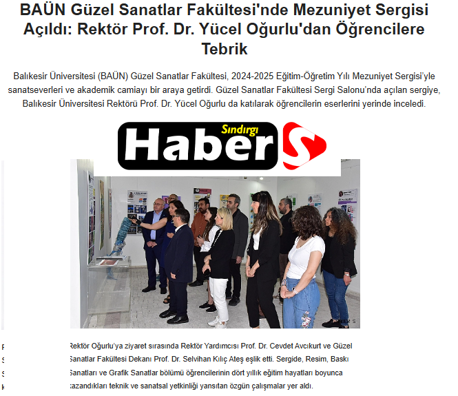 BAÜN Güzel Sanatlar Fakültesi'nde Mezuniyet Sergisi Açıldı: Rektör Prof. Dr. Yücel Oğurlu'dan Öğrencilere Tebrik.