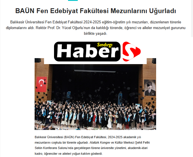 BAÜN Fen Edebiyat Fakültesi Mezunlarını Uğurladı.