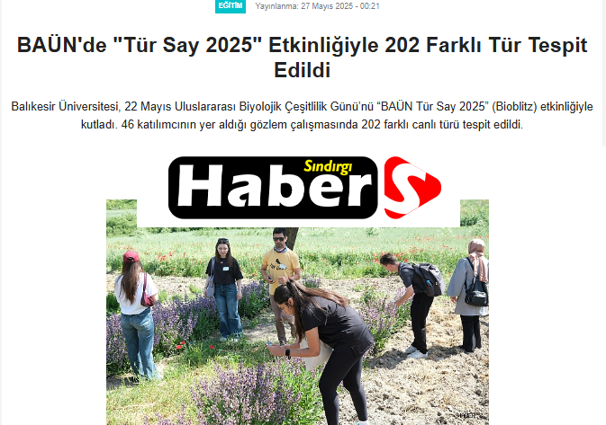 BAÜN'de "Tür Say 2025" Etkinliğiyle 202 Farklı Tür Tespit Edildi.
