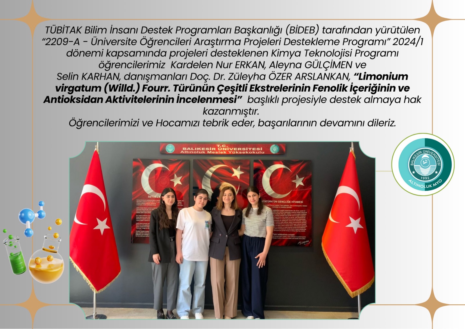 Öğrencilerimizden TÜBİTAK 2209-A Başarısı 2