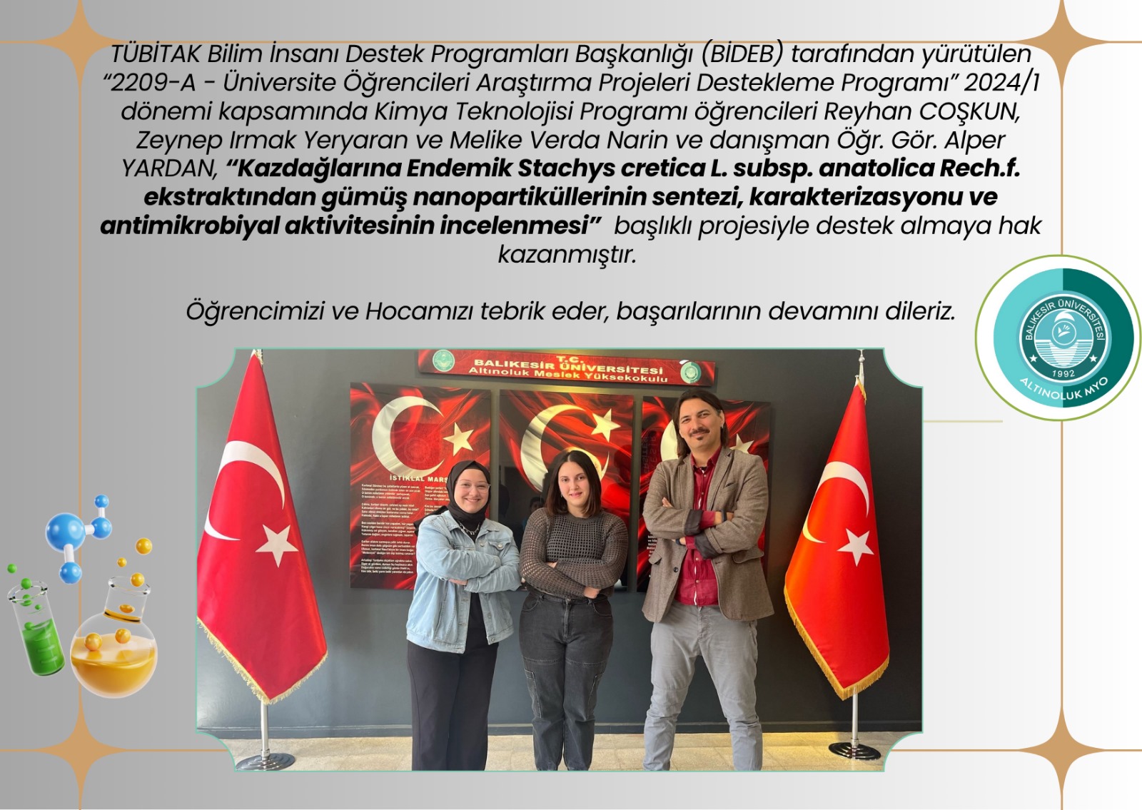 Öğrencilerimizden TÜBİTAK 2209-A Başarısı