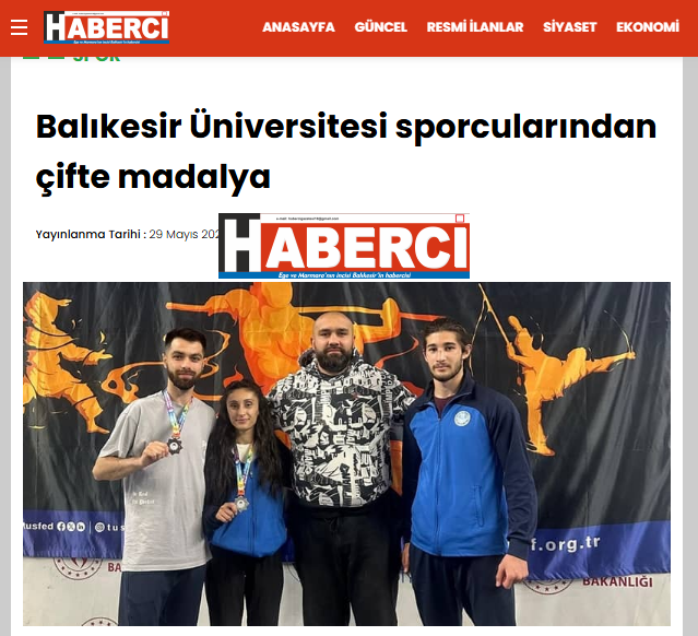 Balıkesir Üniversitesi sporcularından çifte madalya