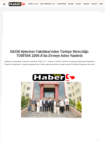 BAÜN Veteriner Fakültesi'nden Türkiye Birinciliği: TÜBİTAK 2209-A'da Zirveye Adını Yazdırdı