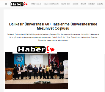 Balıkesir Üniversitesi 60+ Tazelenme Üniversitesi'nde Mezuniyet Coşkusu