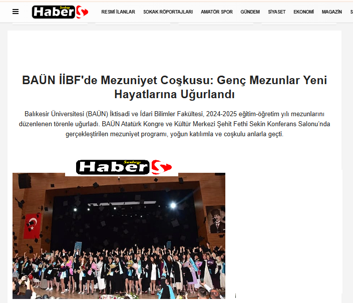 BAÜN İİBF'de Mezuniyet Coşkusu: Genç Mezunlar Yeni Hayatlarına Uğurlandı