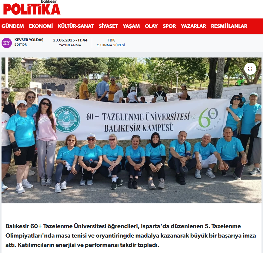 Tazelenme Olimpiyatları’nda Balıkesir Rüzgârı