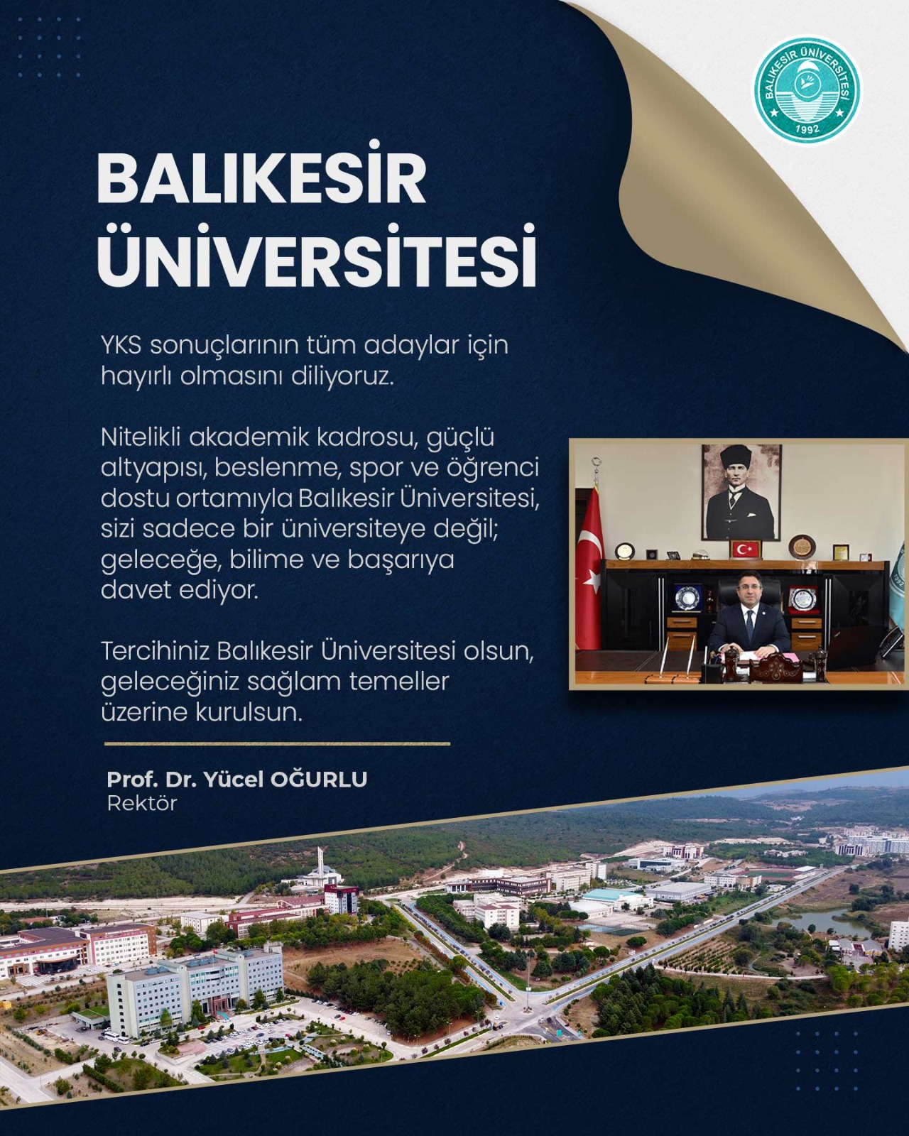 Rektörümüz Prof. Dr. Yücel Oğurlu'nun Mesajı 1