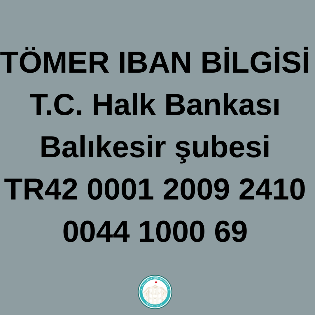 TÖMER IBAN BİLGİSİ